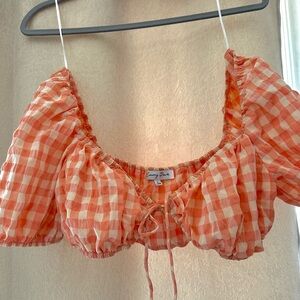 Orange Gingham Women's Top